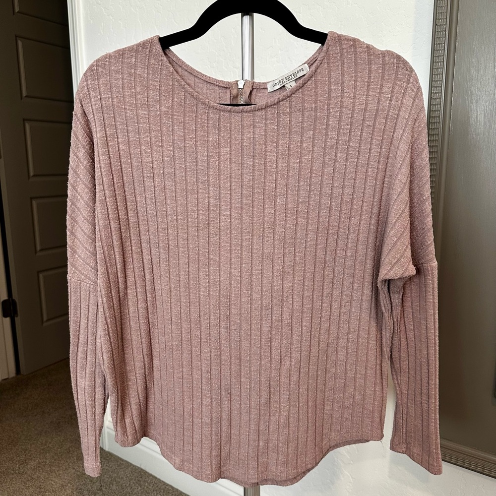 Green Envelope Ribbed Mauve Sweatshirt